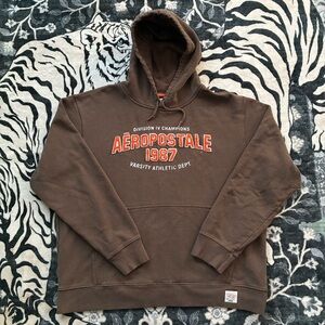 005 - AEROPOSTALE BROWN Y2K PULLOVER SWEATSHIRT HOODIE